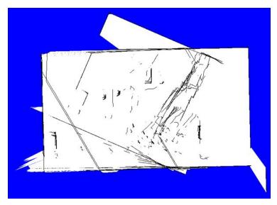Two maps created in the same bumpy world. On the left, only scan matching was used. On the right, scan matching was turned off during traversal of the bumpy area, then turned on again afterwards, and map stitching was used to merge new data to the map and relocalise (see Section 5).