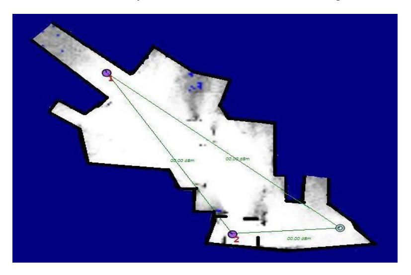 Fig. 3. Each robot has a graph including positions and signal strength of other robots, partial exploration map