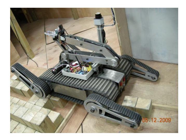 Fig. 4. Our robot is performing rescue tasks