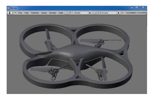 Fig. 2. 3D model of the Parrot AR.Drone helicopter