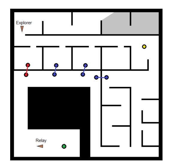 Fig. 1. Potential rendezvous pairs for communication through obstacles.