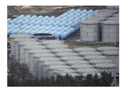 Fig. 1. Tanks in the Fukushima Daiichi Nuclear Plant. The tanks are used to store contaminated water.