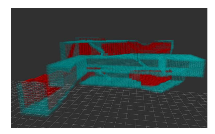 Detected frontier cells (red cells)