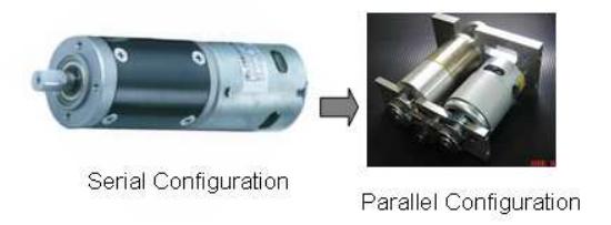 Fig. 2. Length reduction using parallel configuration.