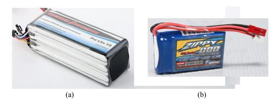 Fig. 8. (a) System's Li-Po Battery; (b) Controller's Li-Po Battery.