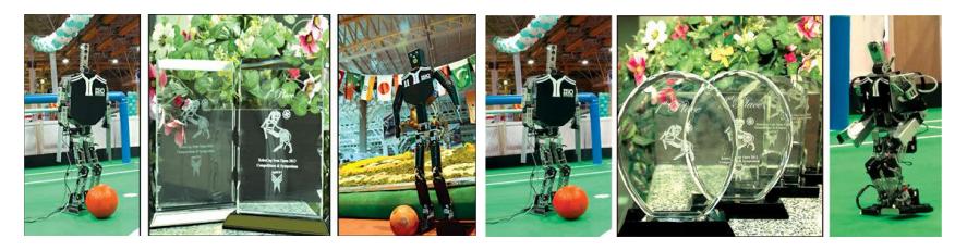 Fig. 9. The Iranopen International Robocup Competition 2012, 2013. 6 awards in all 3 sizes