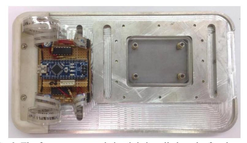Fig. 3. The force sensors and circuit is installed on the foot bottom.