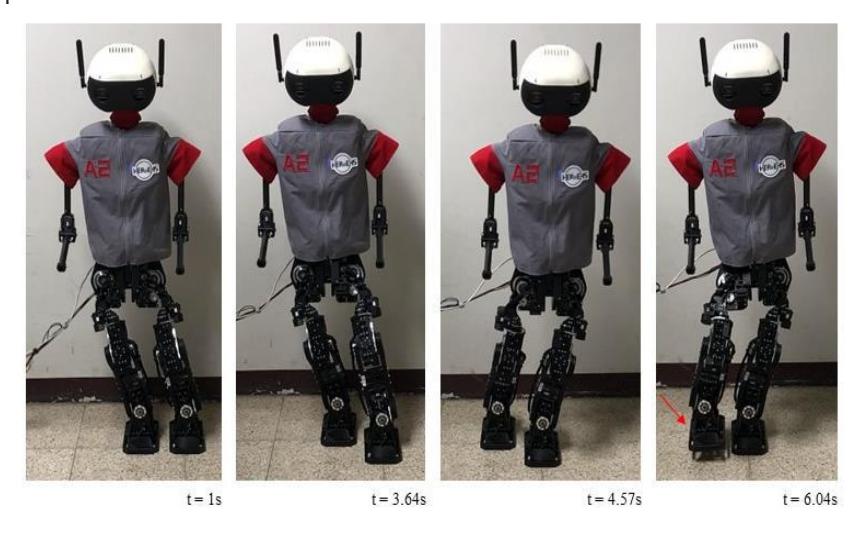 Fig. 5. Walking Experiment with the shifted displacement ZMP walking method (forward walking)