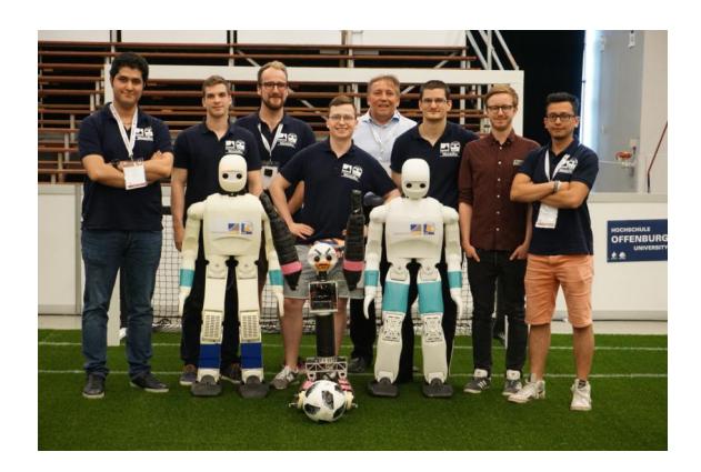 Fig. 1. The NimbRo team at RoboCup 2018 in Montreal, Canada.