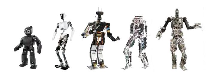 Fig. 1. Left to right: DARwIn-OP, CHARLI, THOR-RD, SAFFiR, THOR