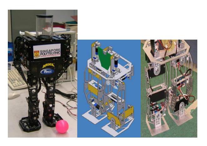Fig. 8. Robo-Erectus TeenSize humanoid robot (1) Servo driven; (2) DC motor Driven