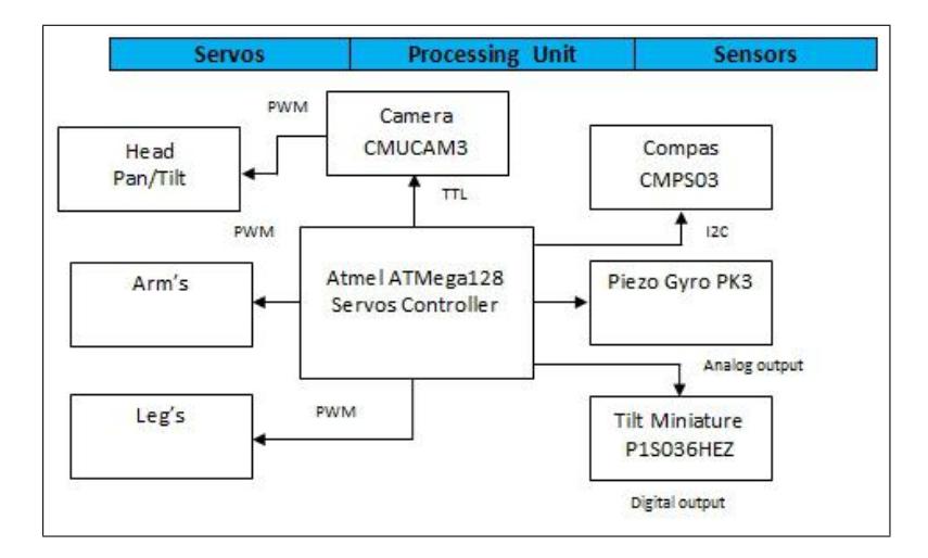 Fig. 2. Schematic electronic architecture of robots humanoids.