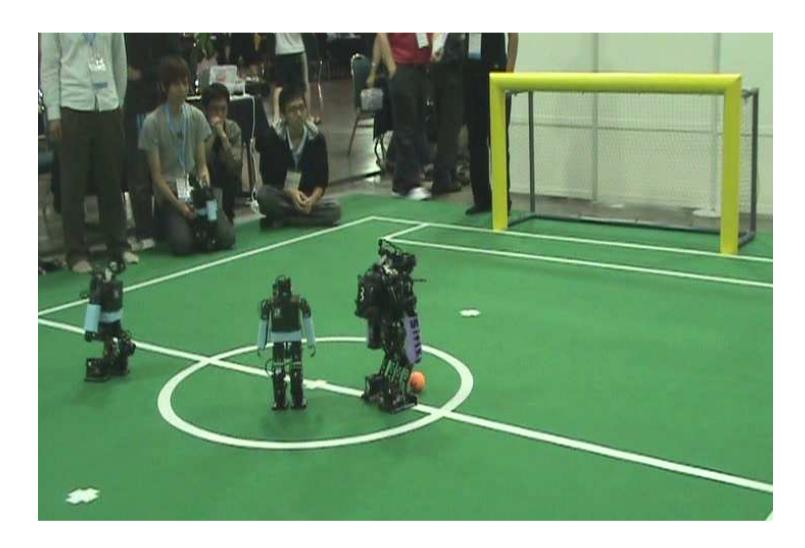 Fig 1. Our robot on competition field in Robocup 2010.
