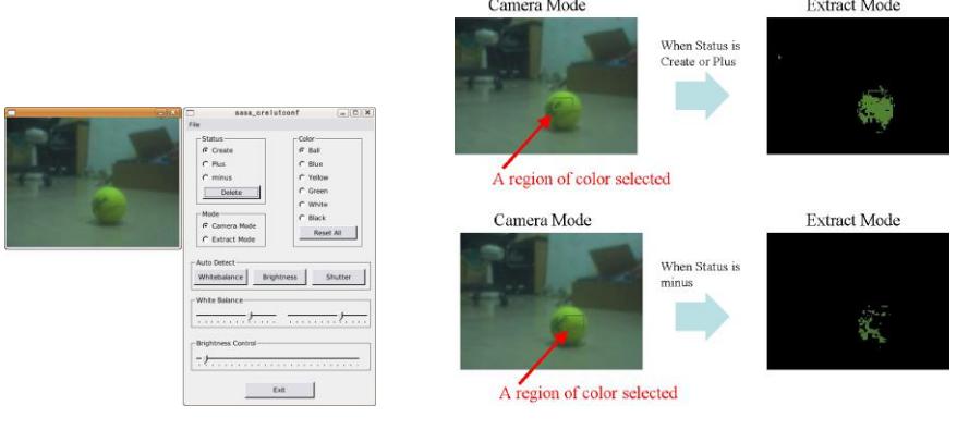Fig. 3. GUI application to set up the parameters of the image processing: In order to avoid spending a number of time to set up before the game.