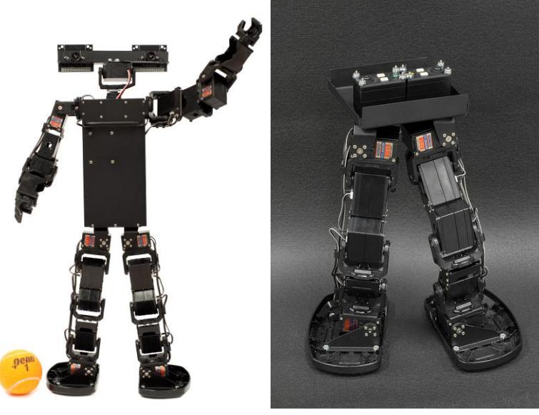 2010 RoboPatriot's robot and close up of new rotation servos in the hips.