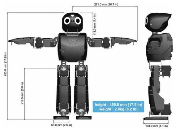 Fig. 1. DARwIn-OP's dimensions and weight.