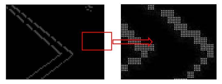 Fig. 4. Precise scanning and edge points extracted