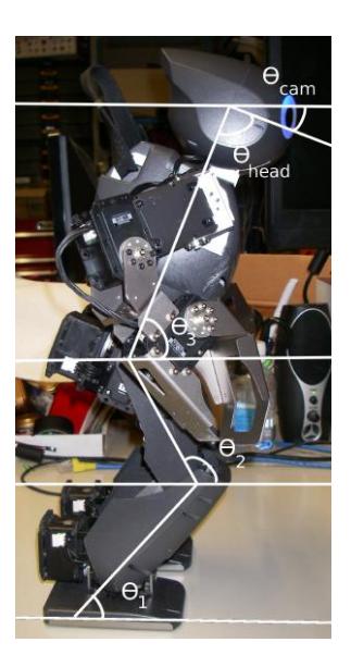 Fig. 2. The robot's body annotated with the angles used to calculate distances to objects found by the vision algorothm.