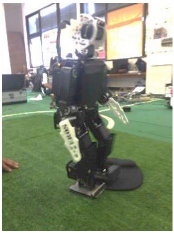 Figure 4. Walking pose stability control testing on the uneven floor.