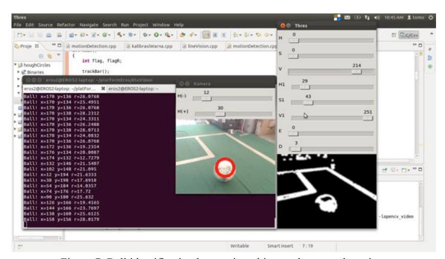 Figure 7. Ball identification by moving object and pattern detection.