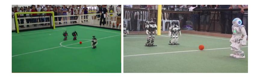 Fig. 1. Games played in RoboCup 2014 (left) and LARC 2014 (right)