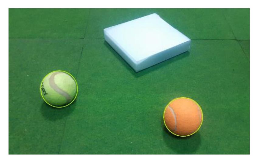 Figure 8 Use of edge detection algorithm to detect the ball