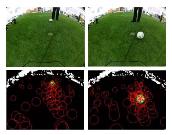 Fig. 7. Modified distribution of particles for detecting a coming ball