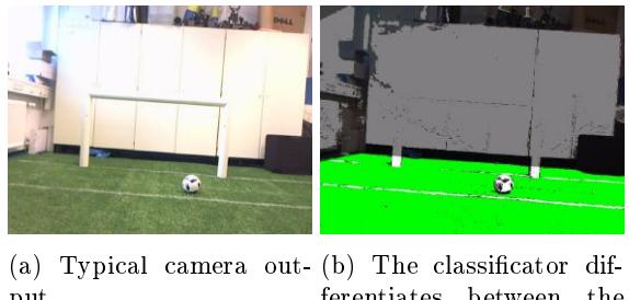 Fig. 2: Raw camera picture and the associated color classied image