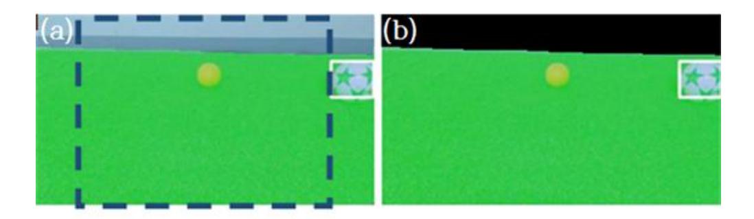 Fig. 4. (a)Difference between 4:3 and 16:9 (b)Remove above field and horizontal line