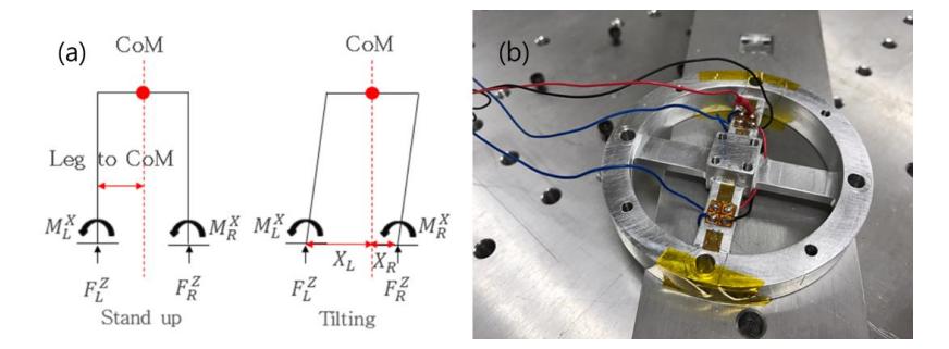 Fig. 7. (a)free body diagram of the robot (b)FT sensor design