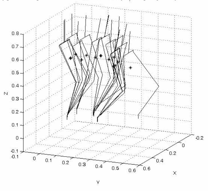 Track of the robot in different steps