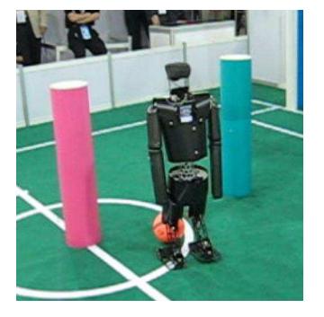 Fig. 4. RoboCup 2008 dribbling challenge and third place game vs. Robo Erectus.