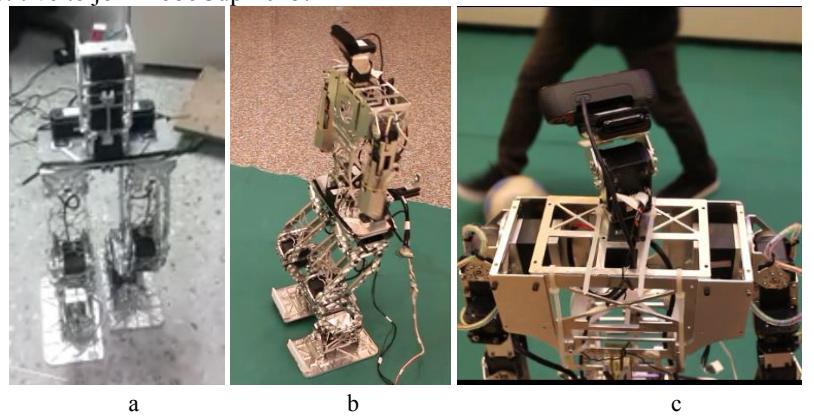 Fig. 4. Training Process: (a) Walking Training without Body. (b) Walking Training with Complete Body. (c) Tracking Ball Training. (d) White Ball Detection. (e) Dribbling Training. (f) Kicking Training