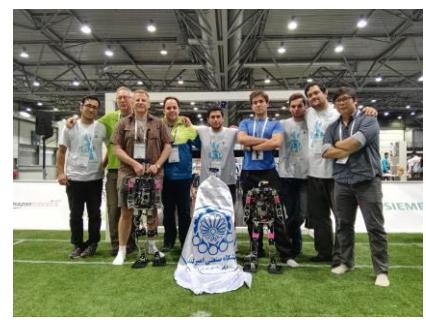 Left: AUTMan placed 1st in RoboCup 2016 humanoid Technical Challenge, Right: different generated robots in past years of collaborations.