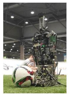 Left: AUTMan placed 1st in RoboCup 2016 humanoid Technical Challenge, Right: different generated robots in past years of collaborations.