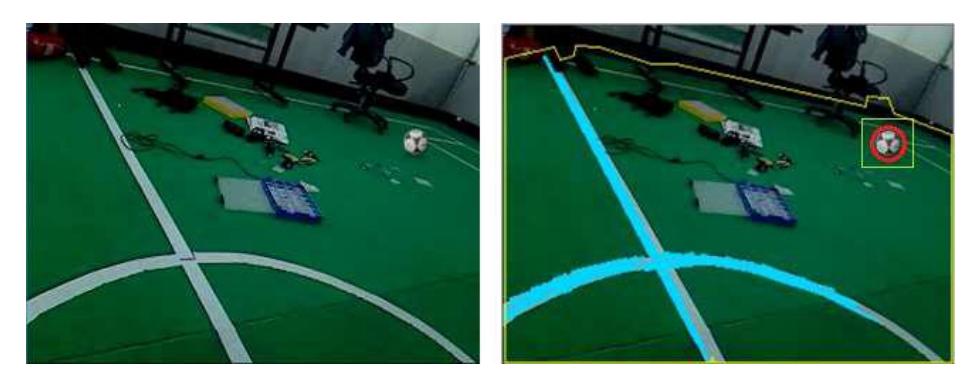 Figure 4. Field Boundary Extraction,Lines and Ball Detection