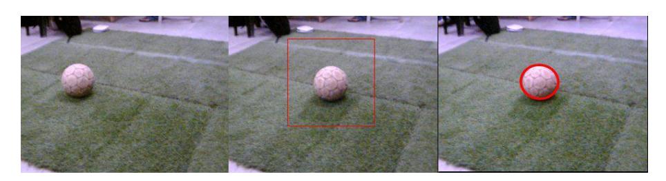 Fig. 5. Ball detection using HOG and handing over to CamShift