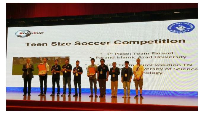 Figure 1. Team Parand placed 1st in Robocup2015 Humanoid Teen-Size