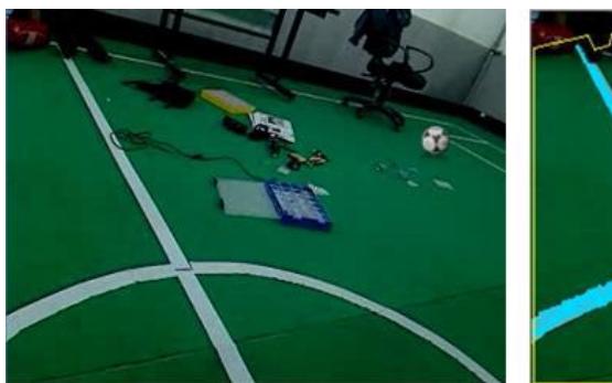 Figure 4. Field Boundary Extraction, Lines and Ball Detection