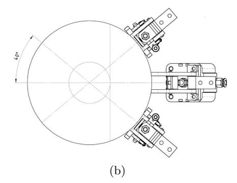 The AllemaniACs' robot platform for the ROBOCUP MIDDLE SIZE LEAGUE and the three-legged pneumatic kicking device.