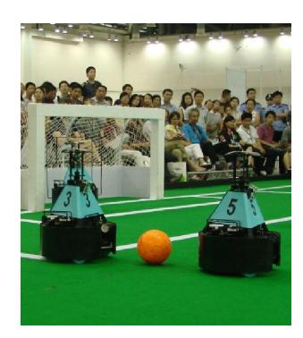 Fig. 1. Robots used by the CAMBADA middle-size robotic soccer.