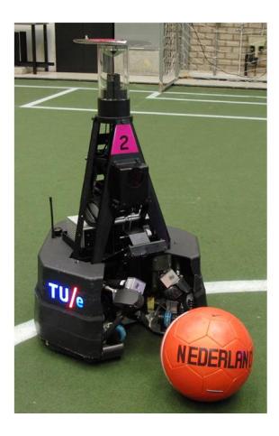 Fifth generation TURTLE with cover attached (left), with cover removed (middle) and a close up of the robustified ball handling mechanism (right).