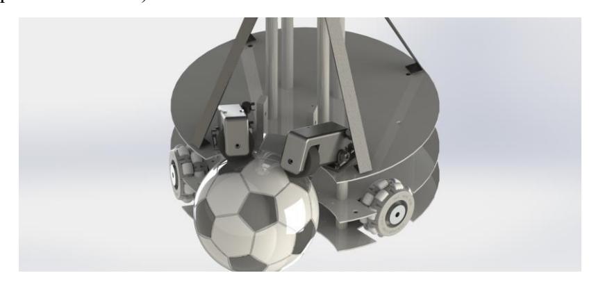 Improved ball handling system, having controlling arms with independent motors, allowing to control the ball and to keep it in possession for longer periods of time. (Fig.3)