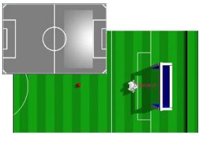 Fig. 7. The map of each condition - No. 5: Pass impossible range of opponent robot backward. (A) Target map for receiver moving