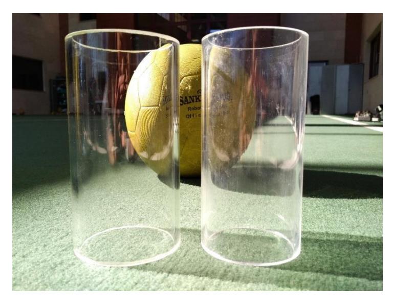 Fig. 8 Previews vs. new omni-mirror supporter glass New Glass (Pyrex) Previews Glass (Plexi glass)