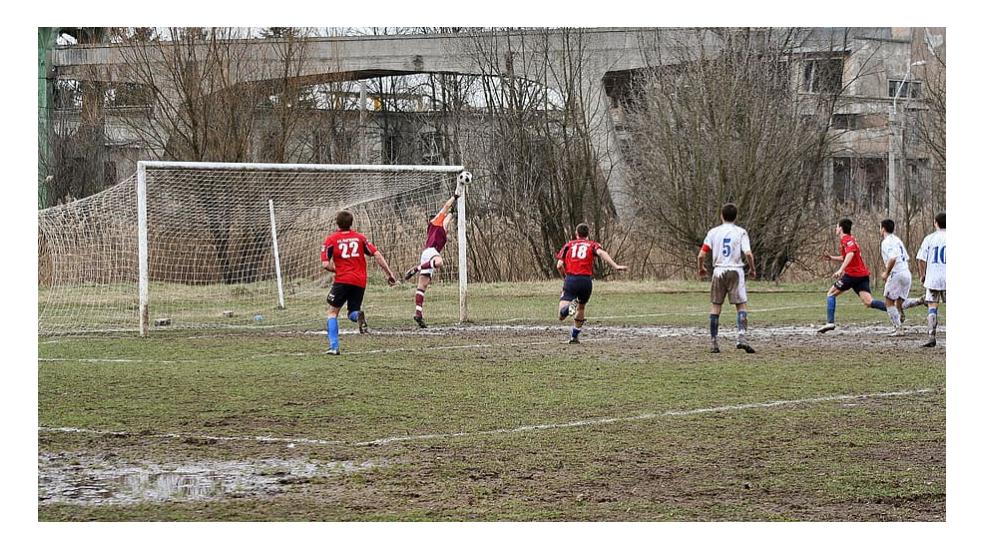 Player view in a real soccer field