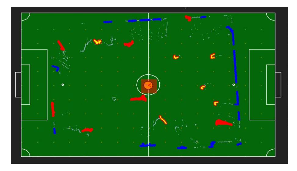 Lidar view of a game situation