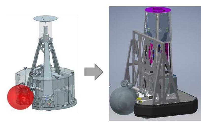 Our old (left) and new (right) robot.