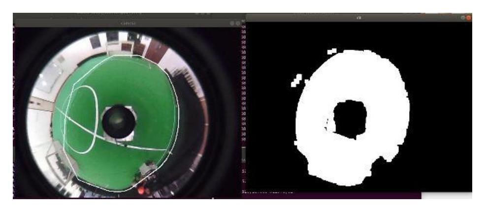 Figure 5. The ball if it does not hit the field, it will not be detected, with Segmentation.