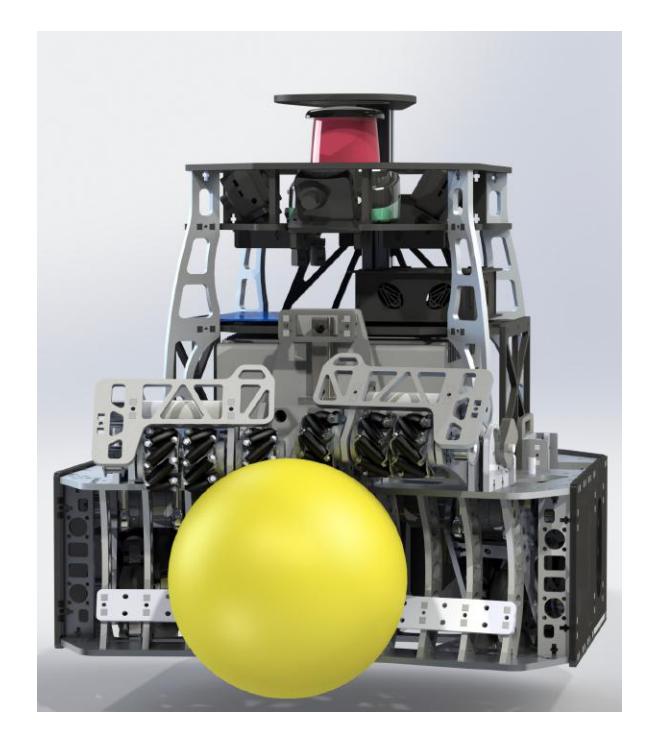Fig. 1. Computer image of the 2022 robot of Robot Club Toulon Team, and picture of the robot.